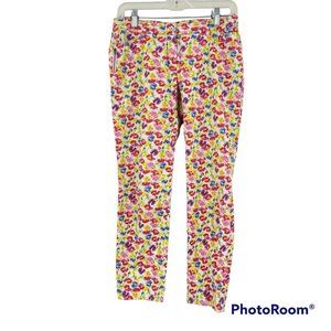 Louis Castel Pants Multicolor Floral Straight Leg Summer Trouser Size 70 Medium